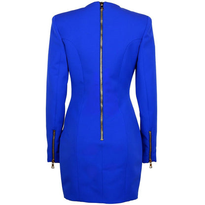 Robe en laine bleue Balmain
