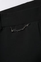 Black Polyester High Waisted Flared Pants