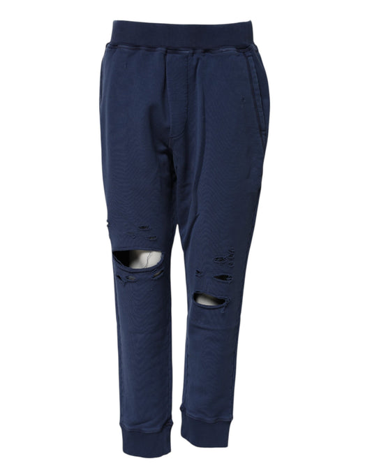 Pantalon de jogging taille moyenne en coton bleu Dsquared²