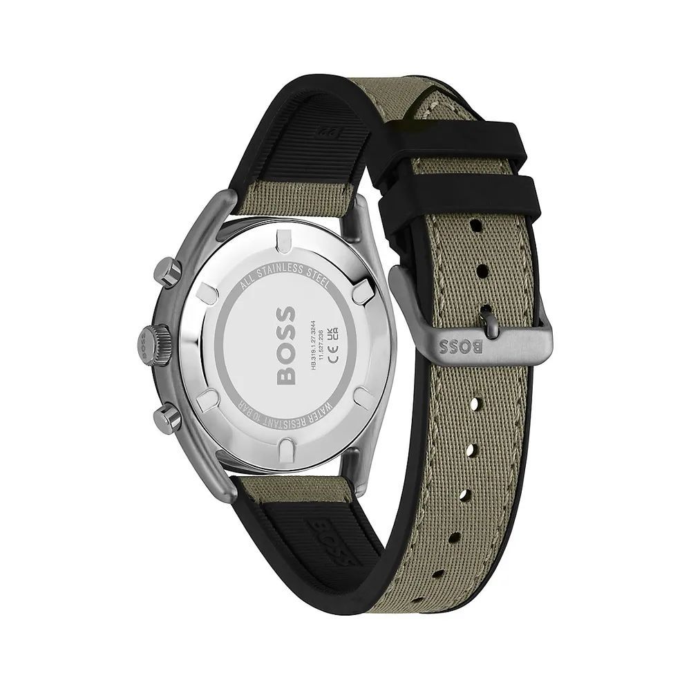 Montre en tissu vert