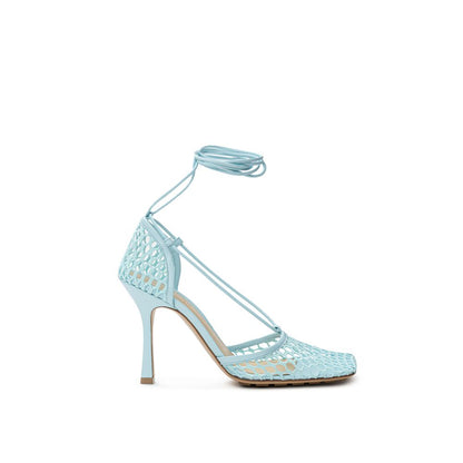 Bottega Veneta – Sandale aus blauem Stoff und Leder