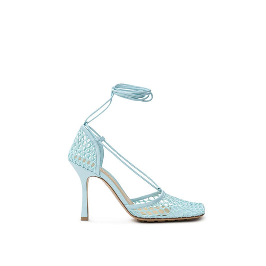 Bottega Veneta – Sandale aus blauem Stoff und Leder
