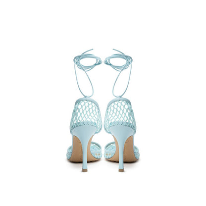Bottega Veneta – Sandale aus blauem Stoff und Leder