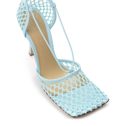Bottega Veneta – Sandale aus blauem Stoff und Leder