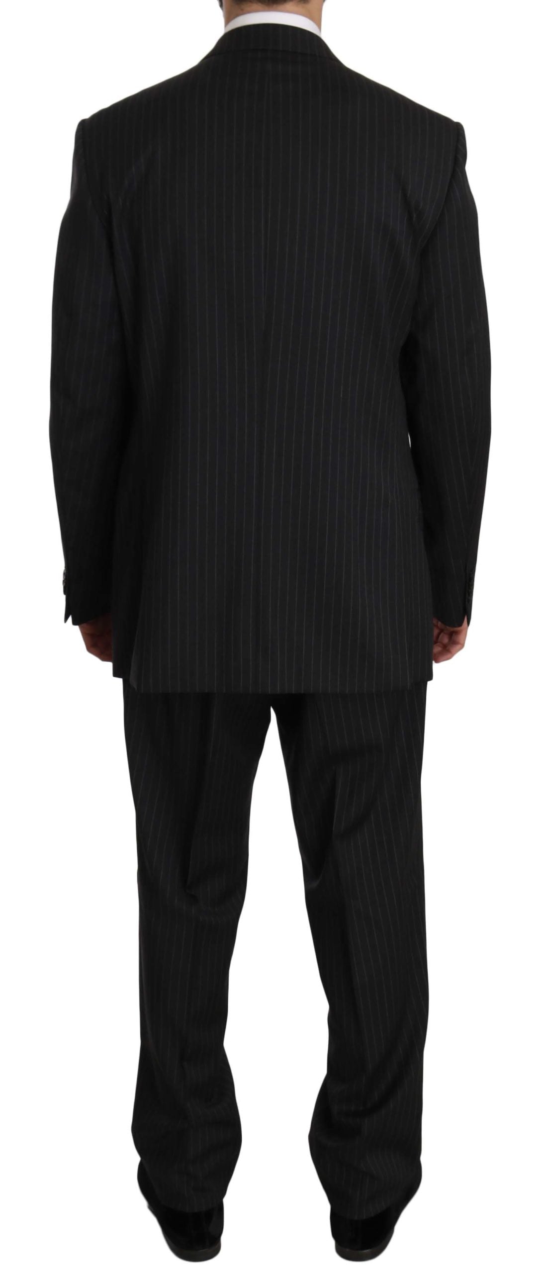 Costume deux pièces 3 boutons rayé noir Z ZEGNA 100 % laine