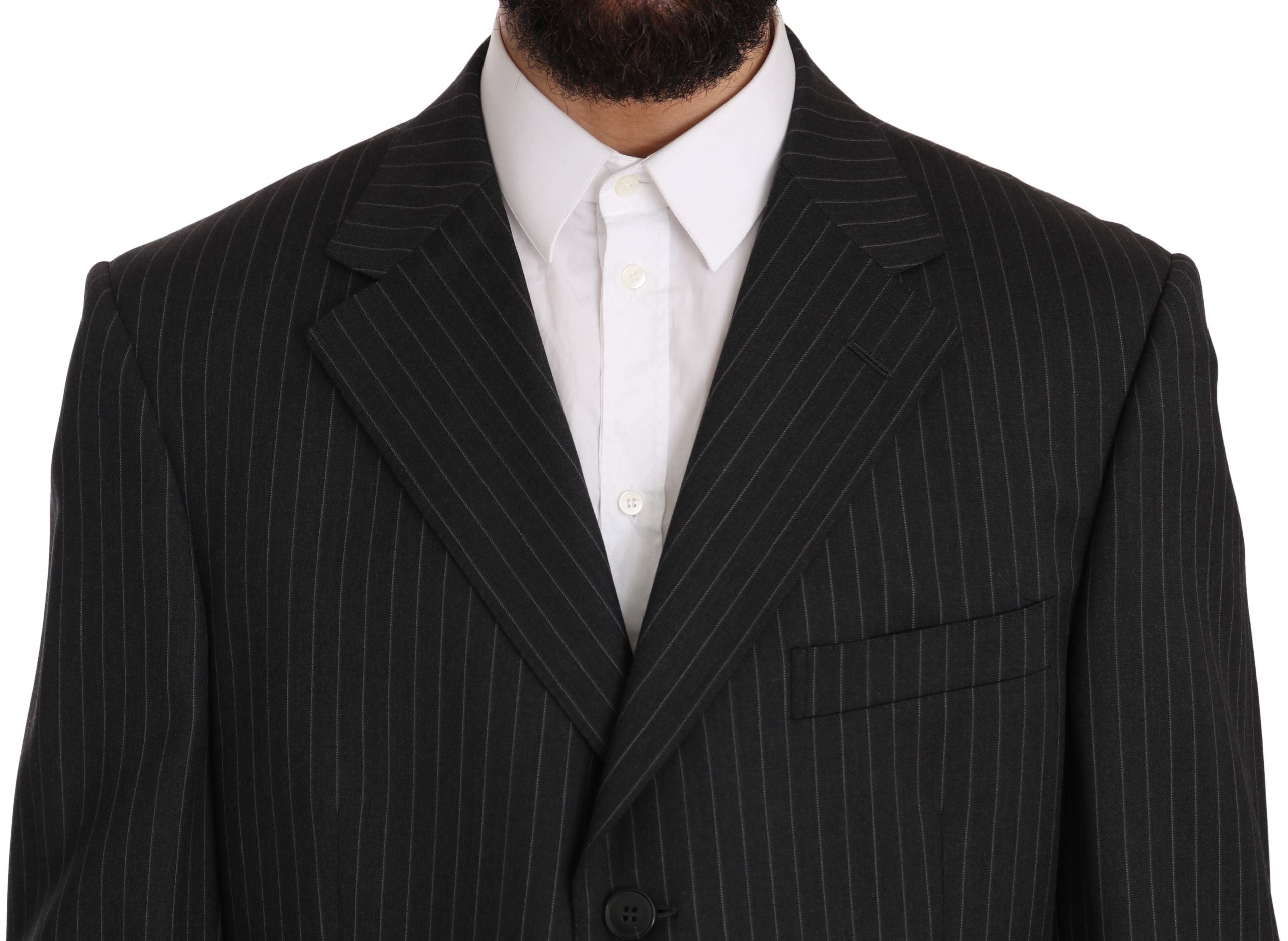 Costume deux pièces 3 boutons rayé noir Z ZEGNA 100 % laine
