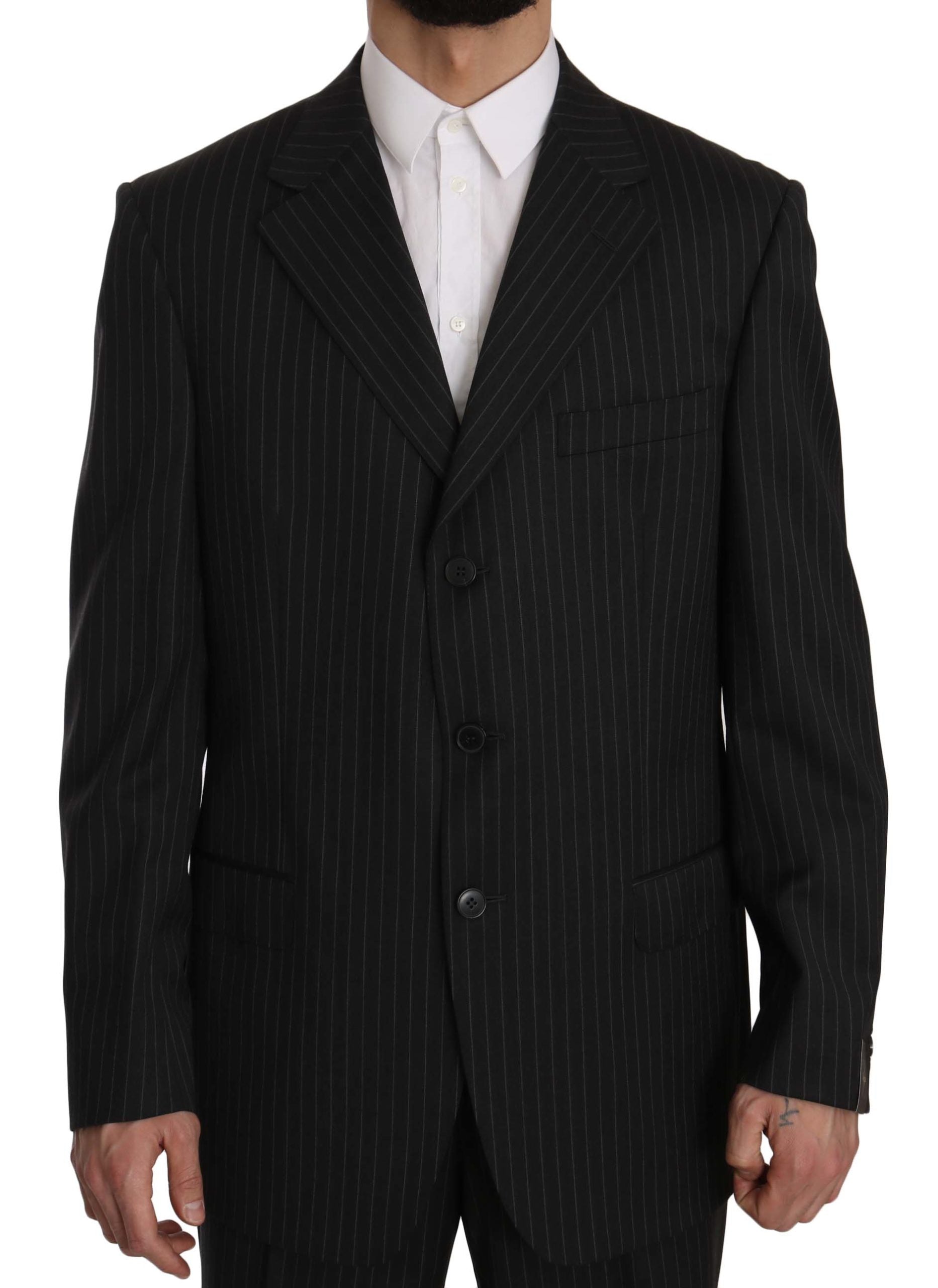 Costume deux pièces 3 boutons rayé noir Z ZEGNA 100 % laine
