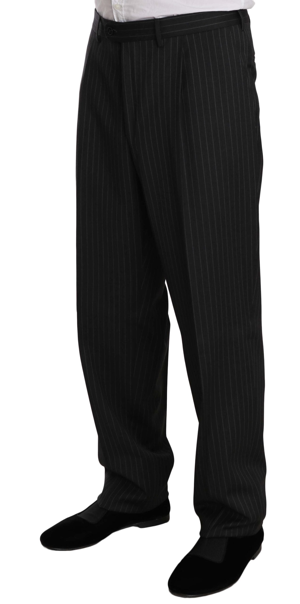 Costume deux pièces 3 boutons rayé noir Z ZEGNA 100 % laine
