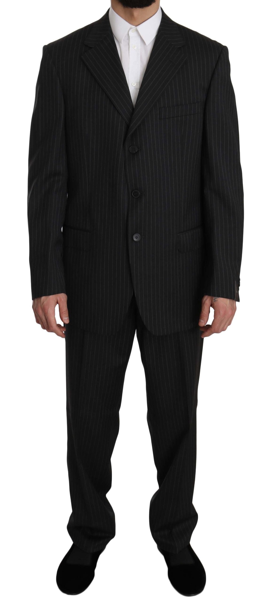 Costume deux pièces 3 boutons rayé noir Z ZEGNA 100 % laine