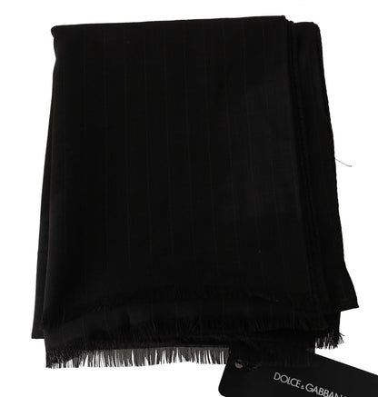 Écharpe portefeuille à rayures en laine vierge marron Dolce &amp; Gabbana