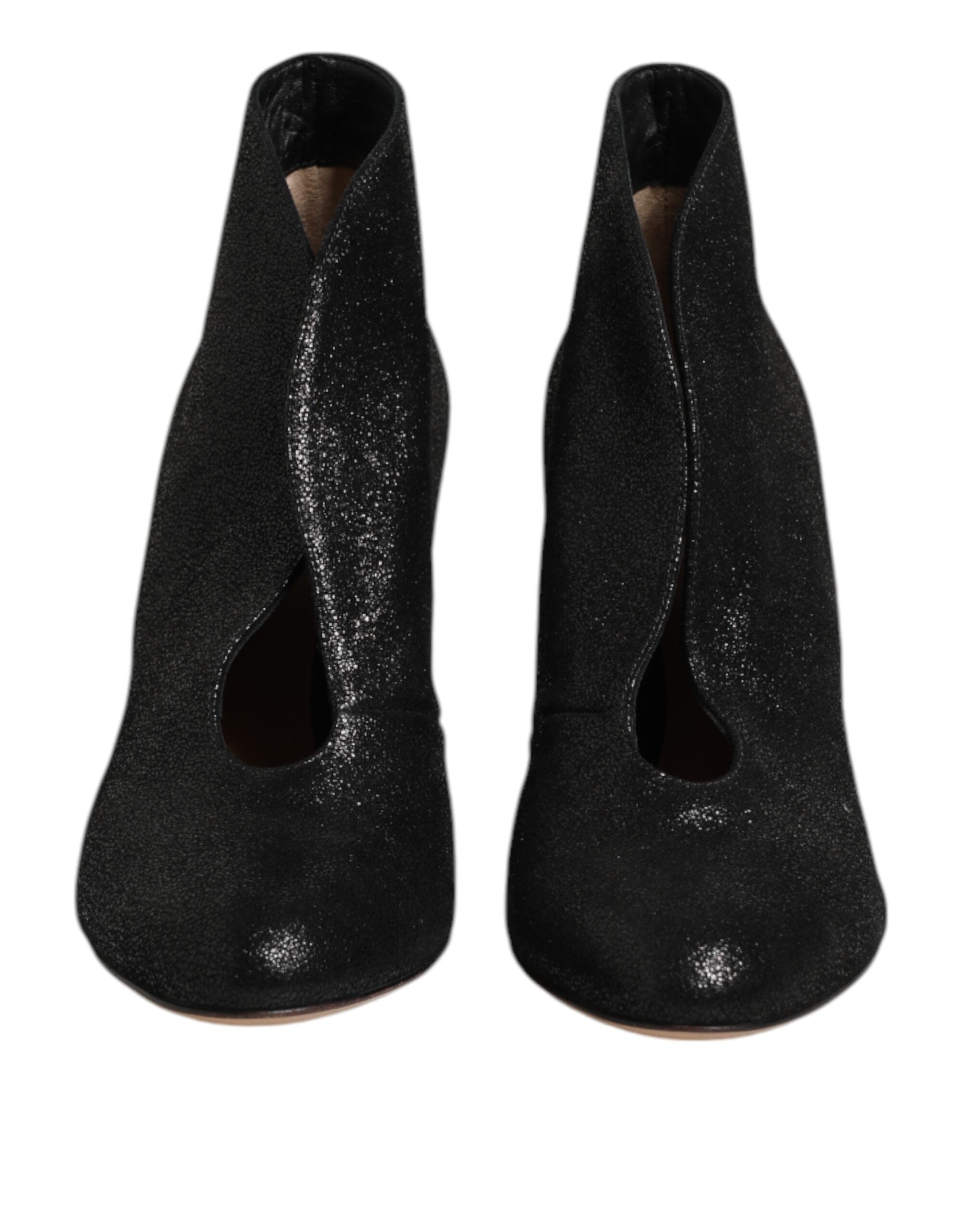 Escarpins à talons aiguilles noirs métallisés