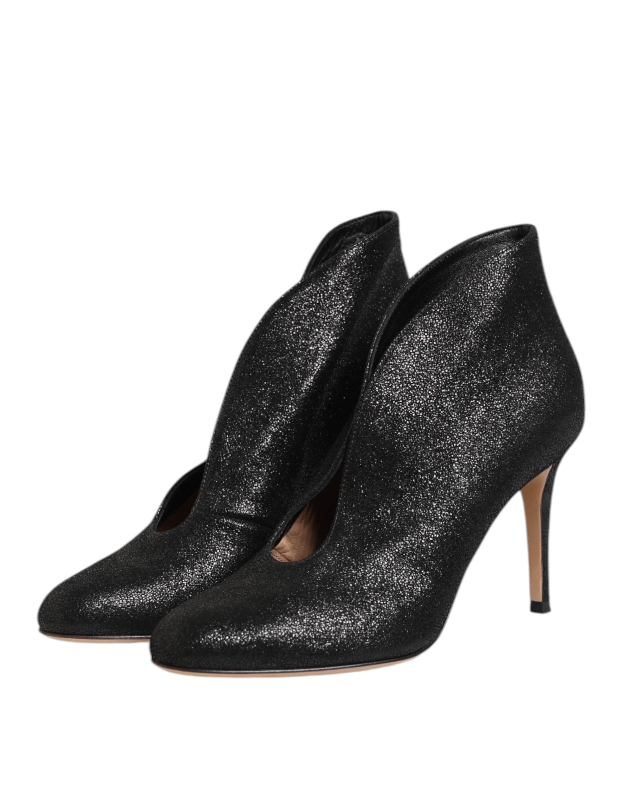 Escarpins à talons aiguilles noirs métallisés