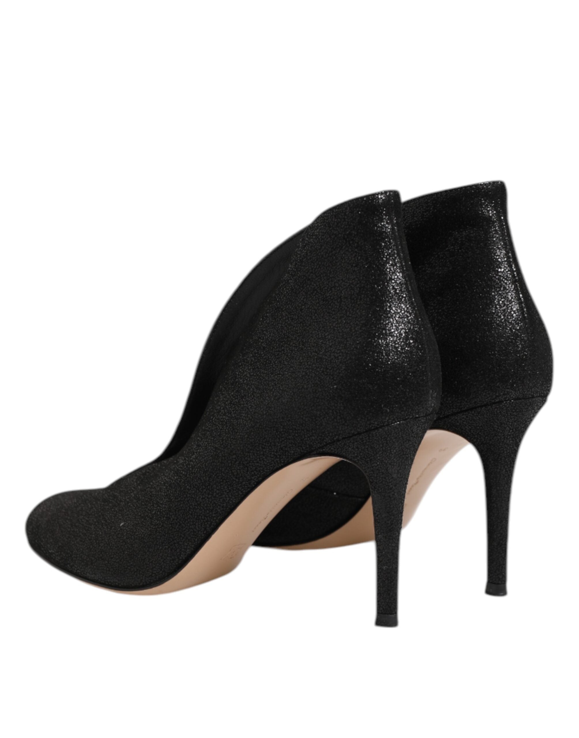Escarpins à talons aiguilles noirs métallisés