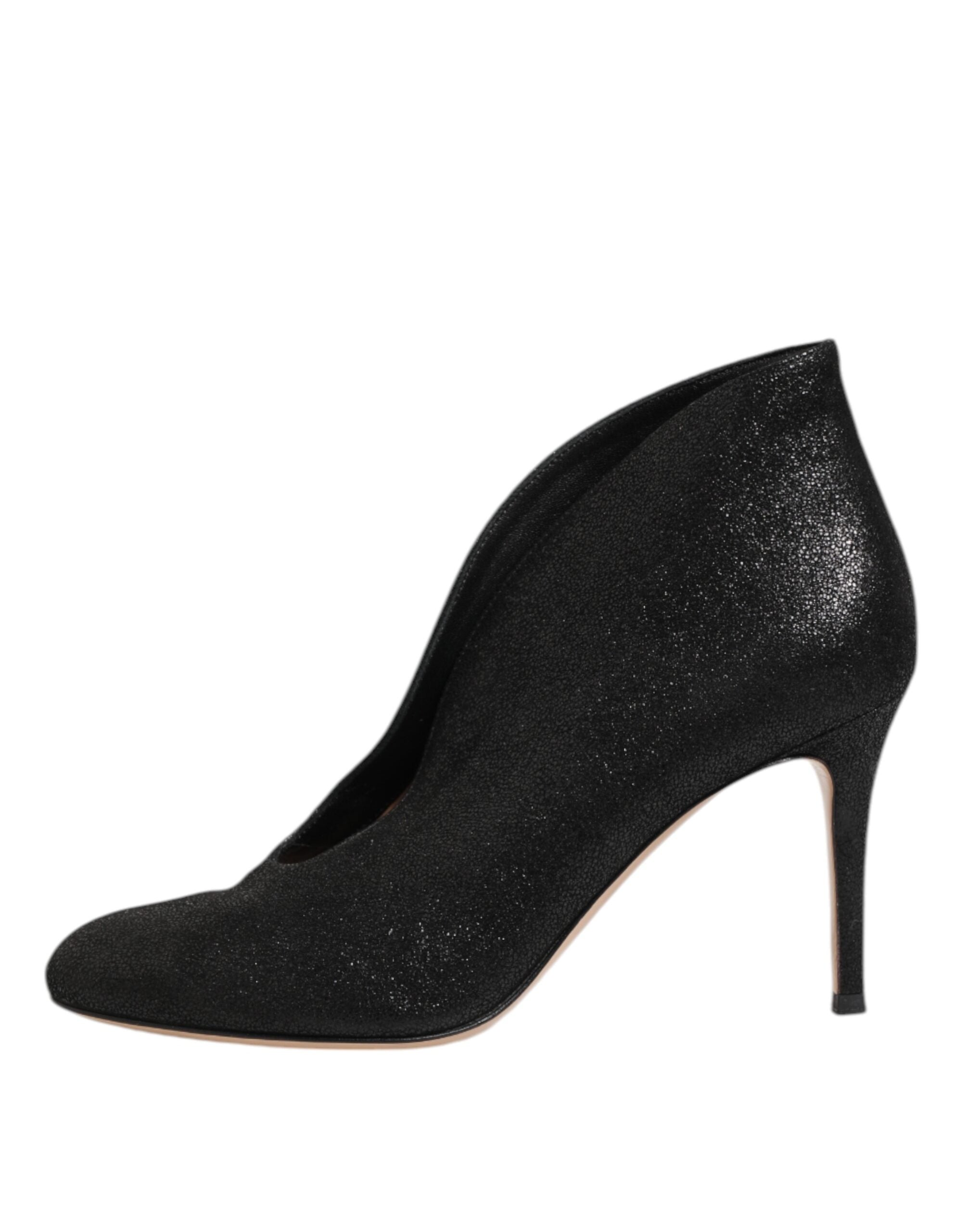 Escarpins à talons aiguilles noirs métallisés