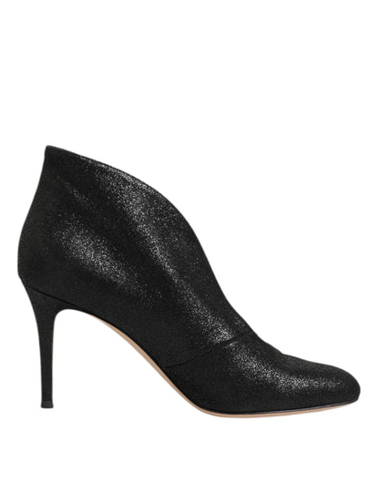 Escarpins à talons aiguilles noirs métallisés Gianvito Rossi