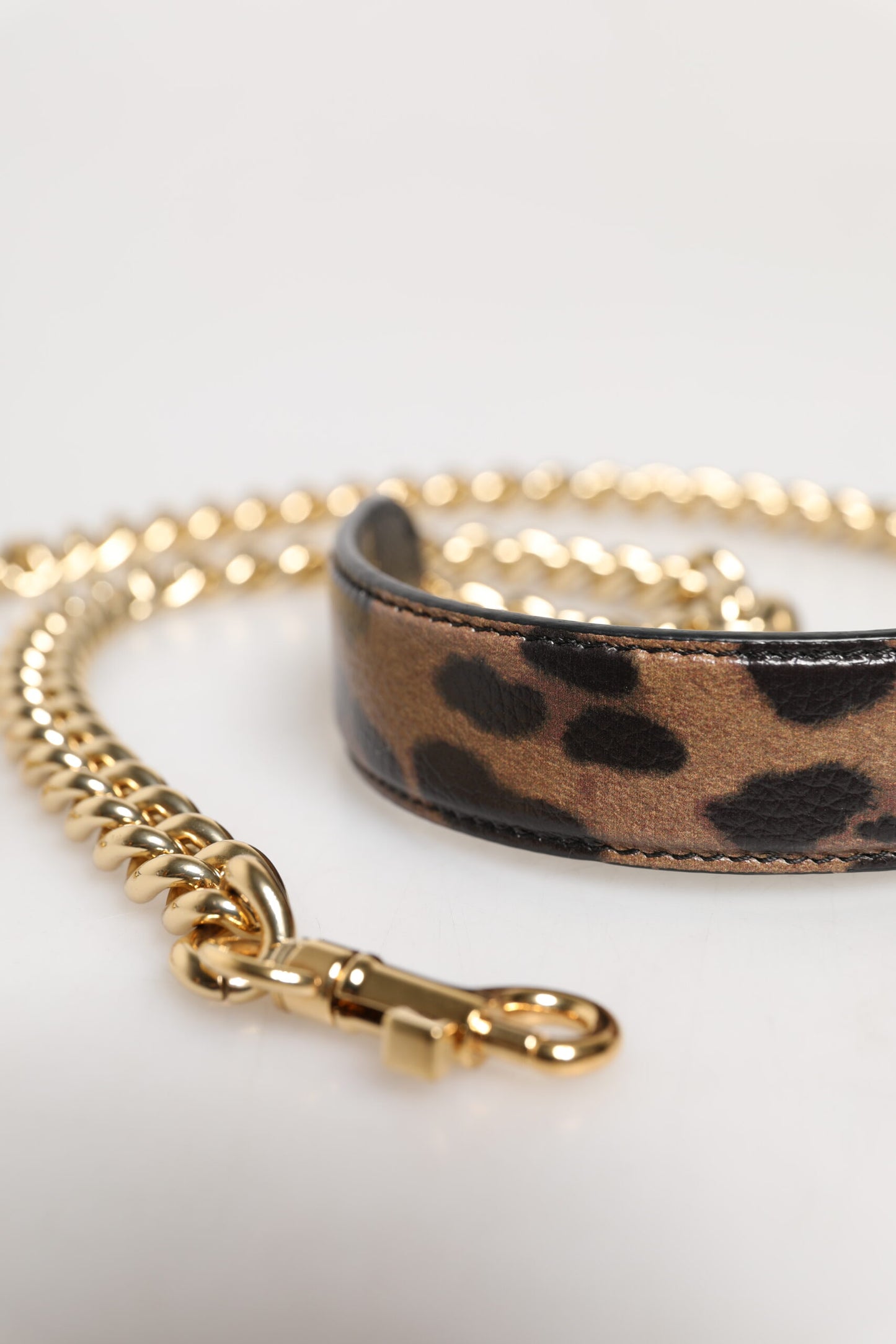 Bandoulière accessoire en laiton doré et chaîne léopard marron Dolce &amp; Gabbana