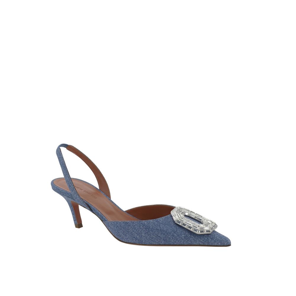 Amina Muaddi Escarpins en jean imprimé Camelia Sling 60