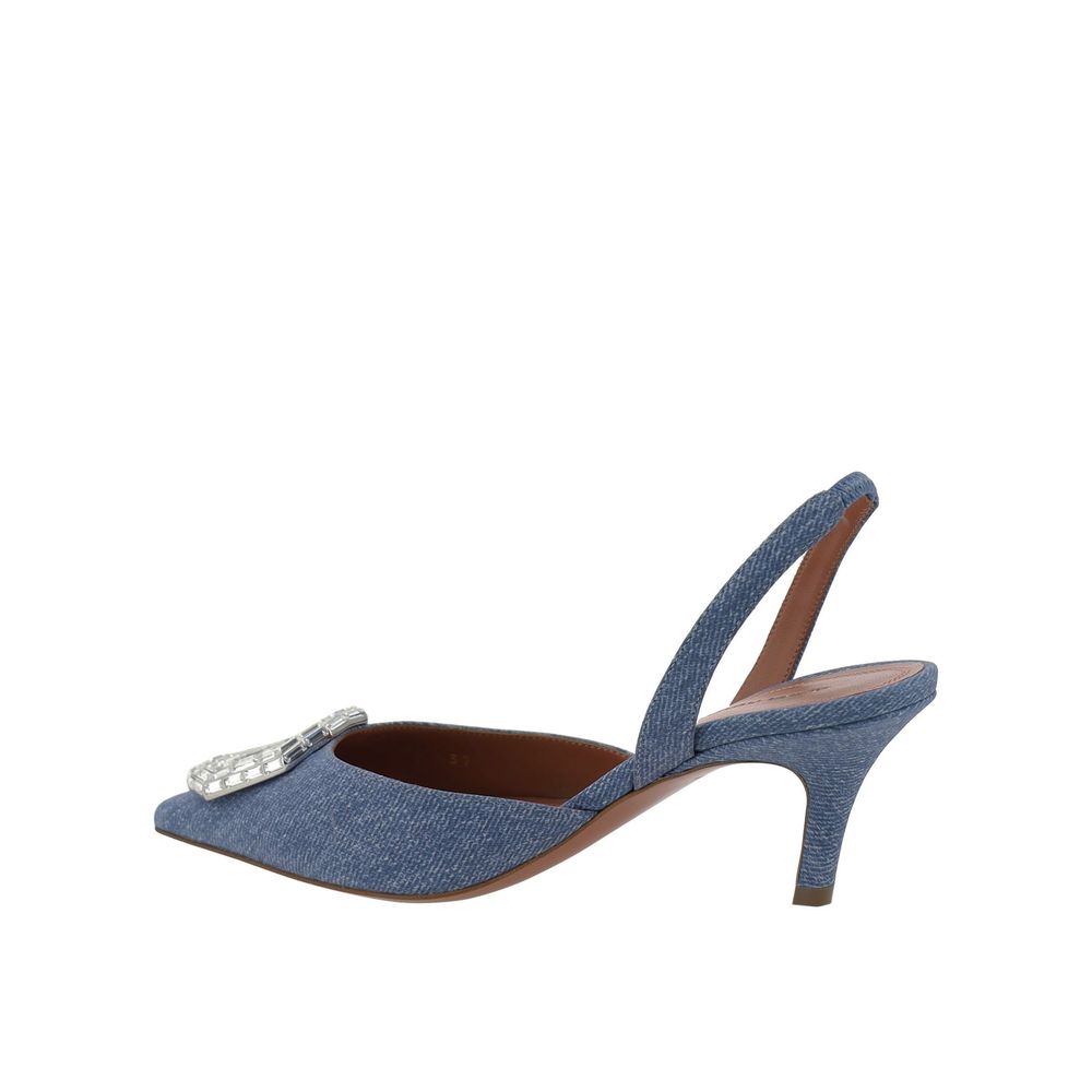 Amina Muaddi Escarpins en jean imprimé Camelia Sling 60