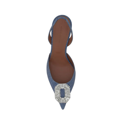 Amina Muaddi Escarpins en jean imprimé Camelia Sling 60