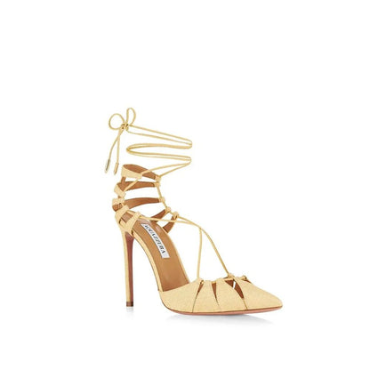 Aquazzura Aquazzurra Bellissima Stiletto-Sandalen aus gewebtem Raffiabast