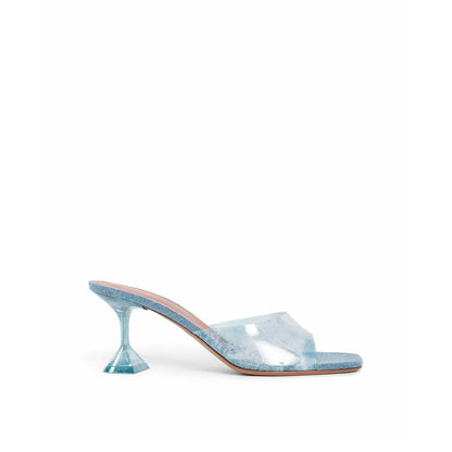 Amina Muaddi Lupita Glass Pvc Denim Mules