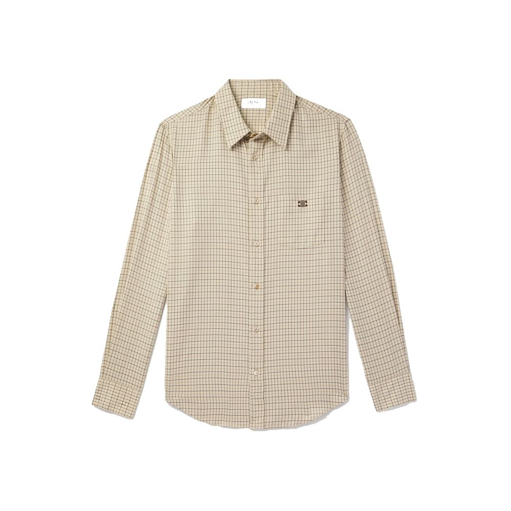 Chemise en coton à carreaux avec logo brodé Céline