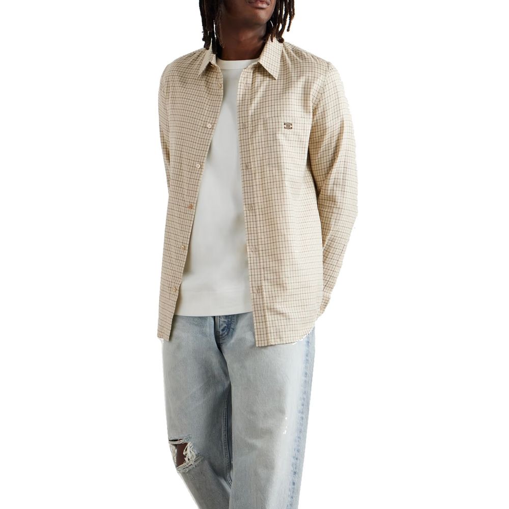 Chemise en coton à carreaux avec logo brodé Céline