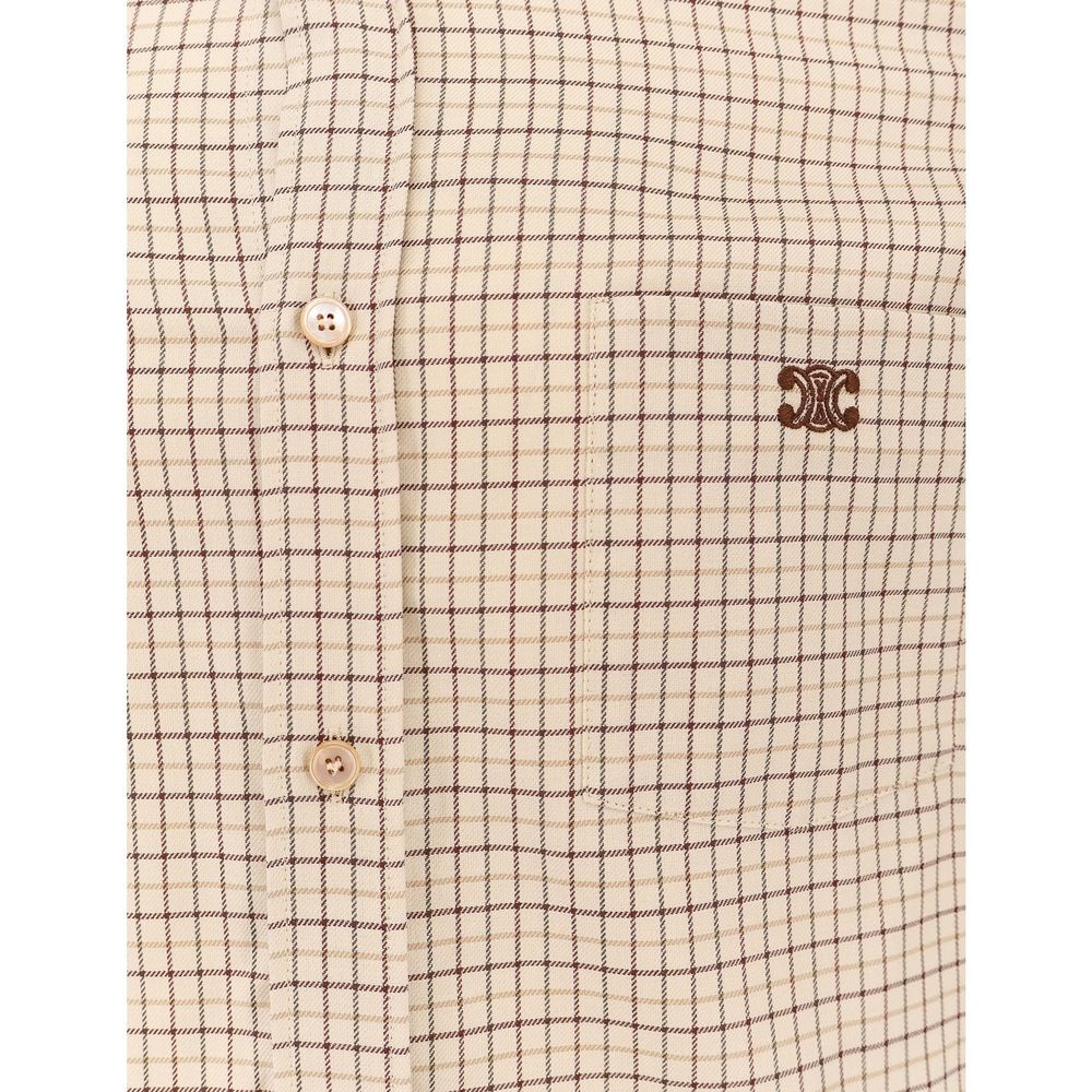 Chemise en coton à carreaux avec logo brodé Céline