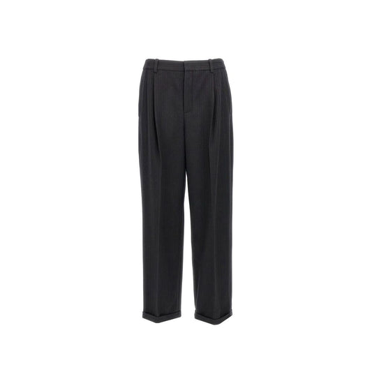 Saint Laurent – Gestreifte Hose aus Kaschmir und Wollflanell im Stil der 90er