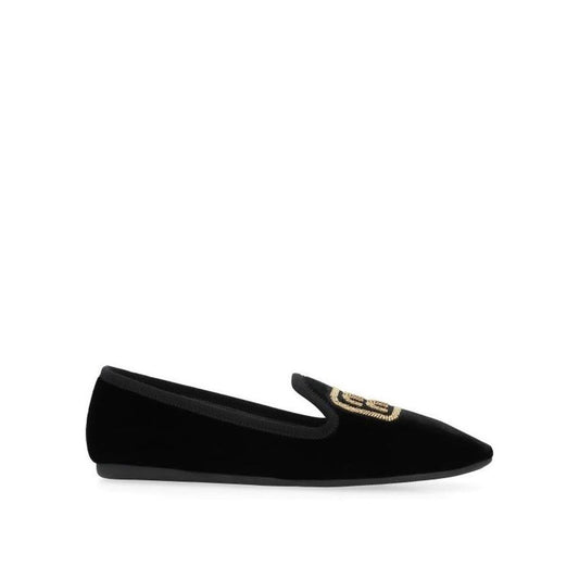 Ballerines en velours avec logo Miu Miu