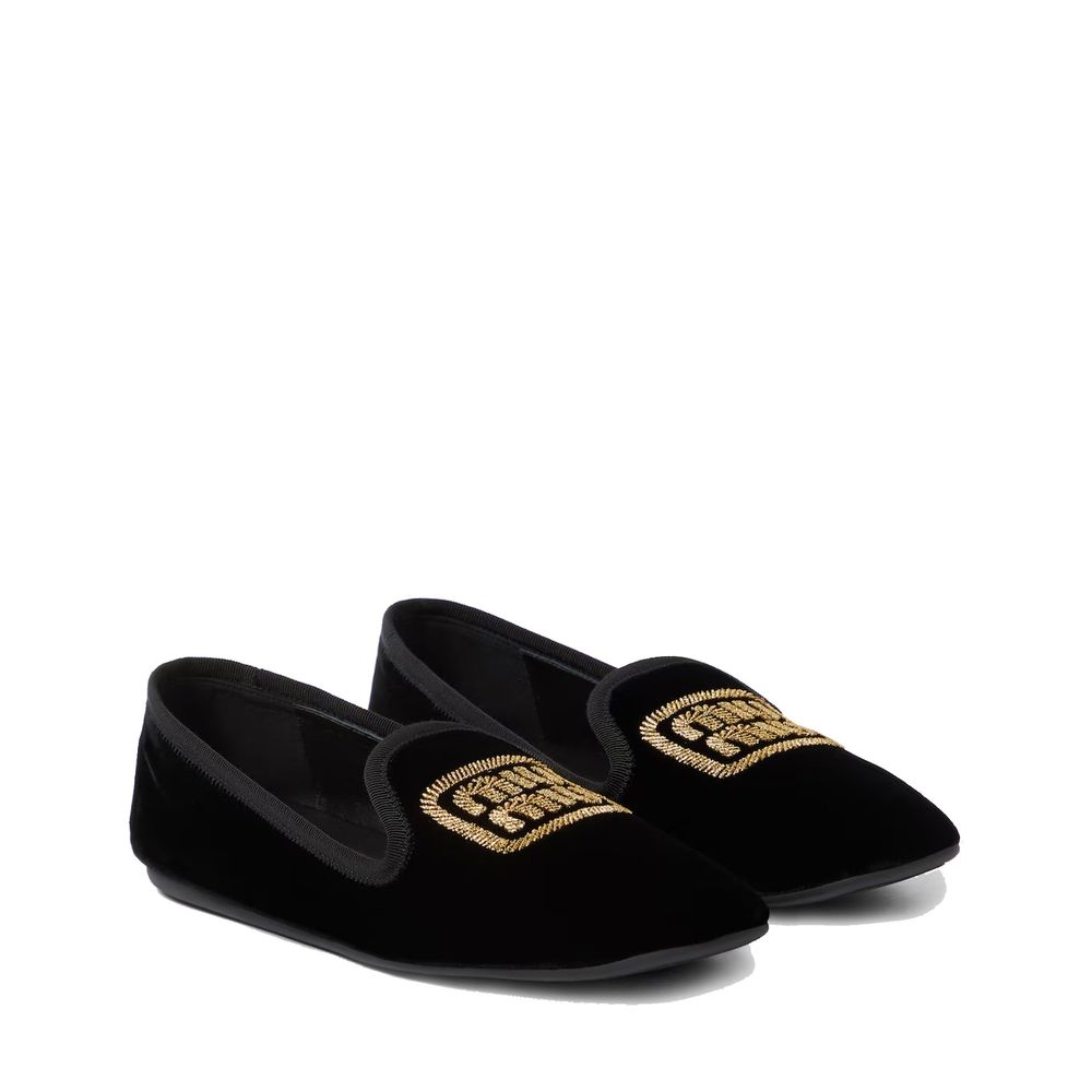 Ballerines en velours avec logo Miu Miu