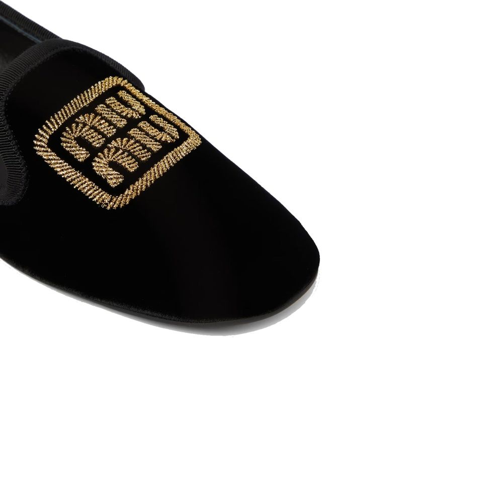 Ballerines en velours avec logo Miu Miu