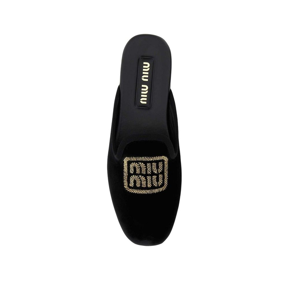 Mules à enfiler avec logo brodé Miu Miu