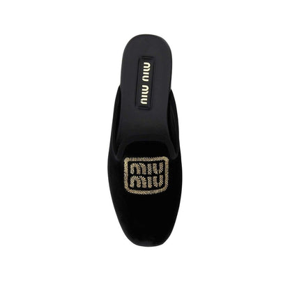 Mules à enfiler avec logo brodé Miu Miu