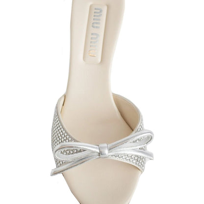 Mules en cuir et cristaux Miu Miu
