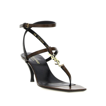 Saint Laurent Cassandra Flip-Flop-Sandalen aus Leder
