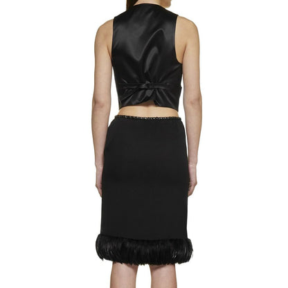 Saint Laurent Seidenrock mit Federbesatz