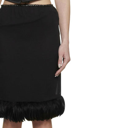Saint Laurent Seidenrock mit Federbesatz