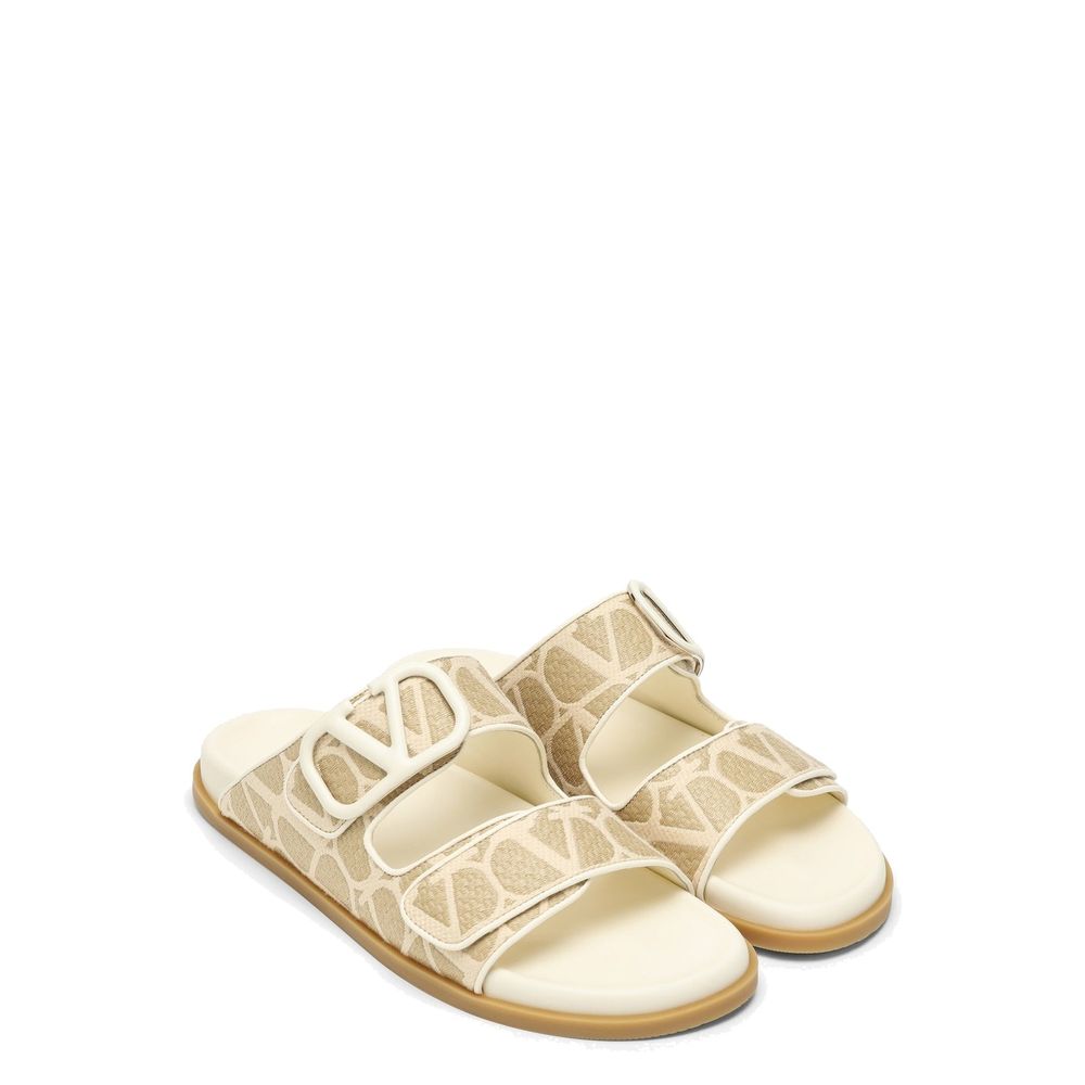 Valentino Garavani – Flache Sandalen „Toile Iconographe“