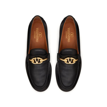 Valentino Garavani – Mondförmige Leder-Loafer mit V-Logo