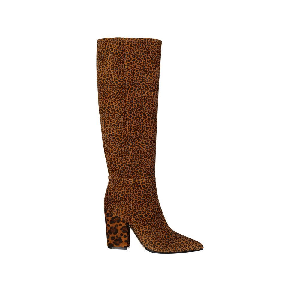 Bottes en cuir à imprimé léopard