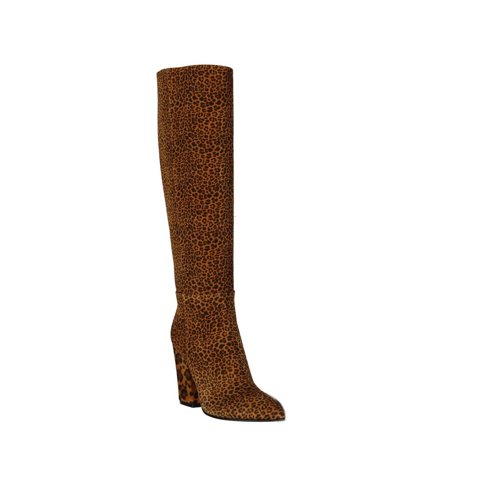 Bottes en cuir à imprimé léopard