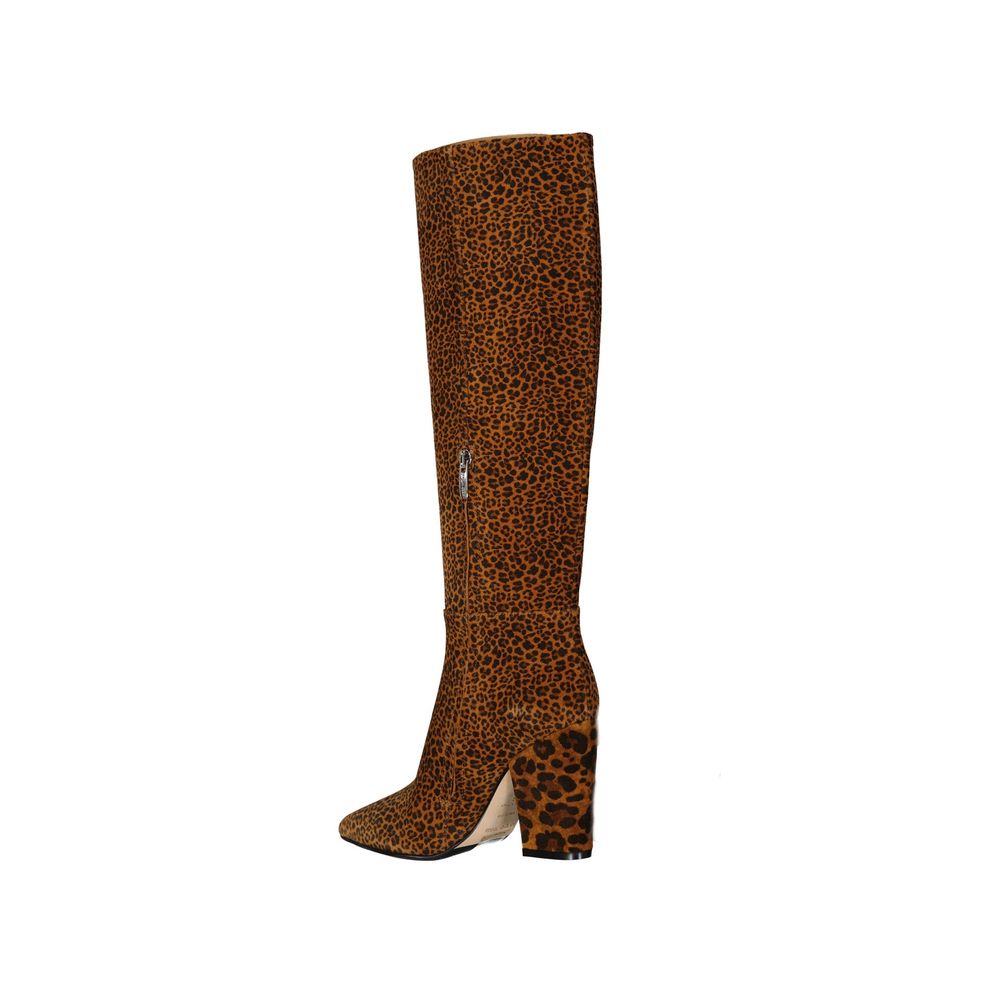Bottes en cuir à imprimé léopard