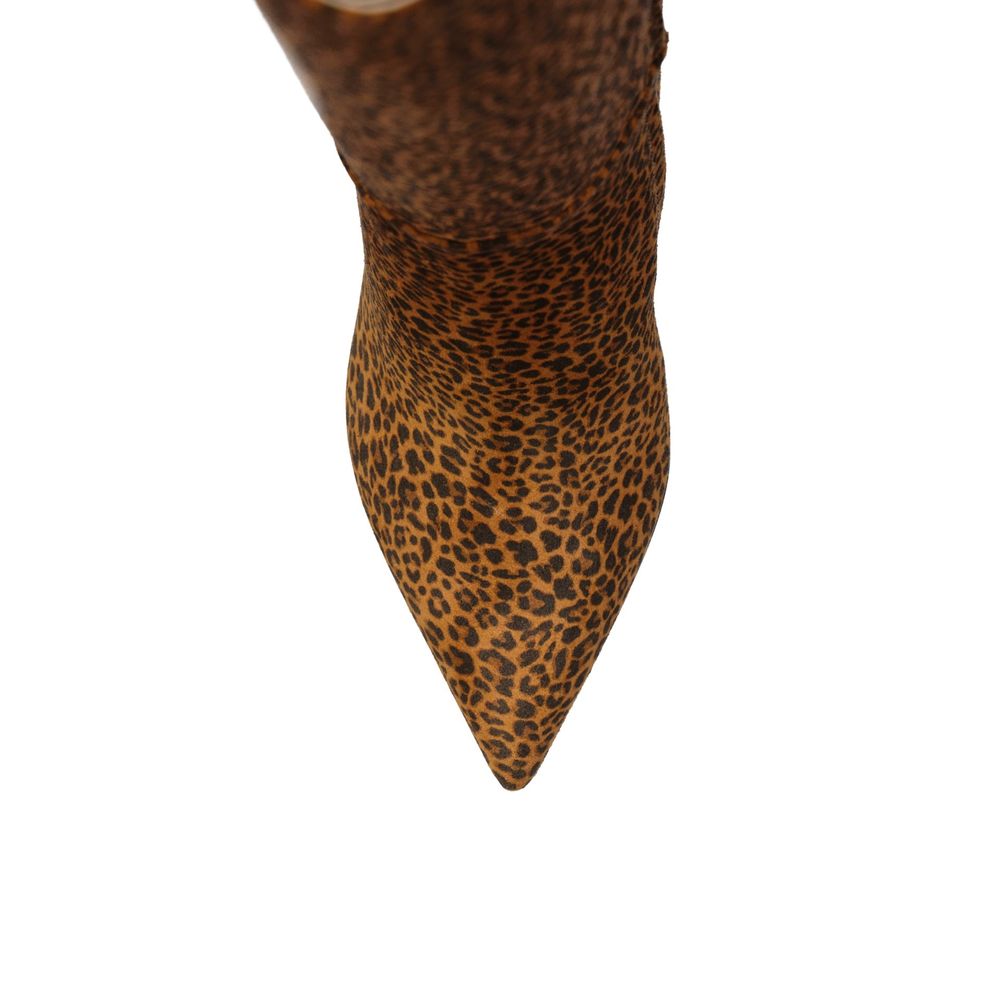 Bottes en cuir à imprimé léopard