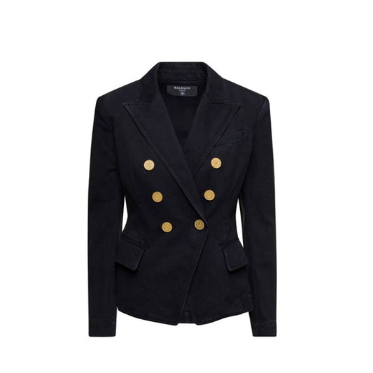 Blazer en jean croisé Balmain