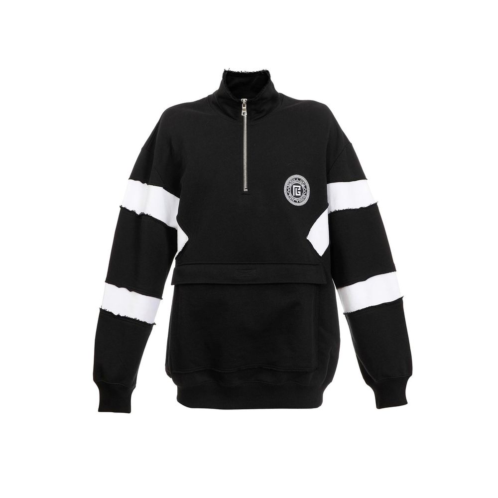 Sweat-shirt en coton à logo circulaire Balmain