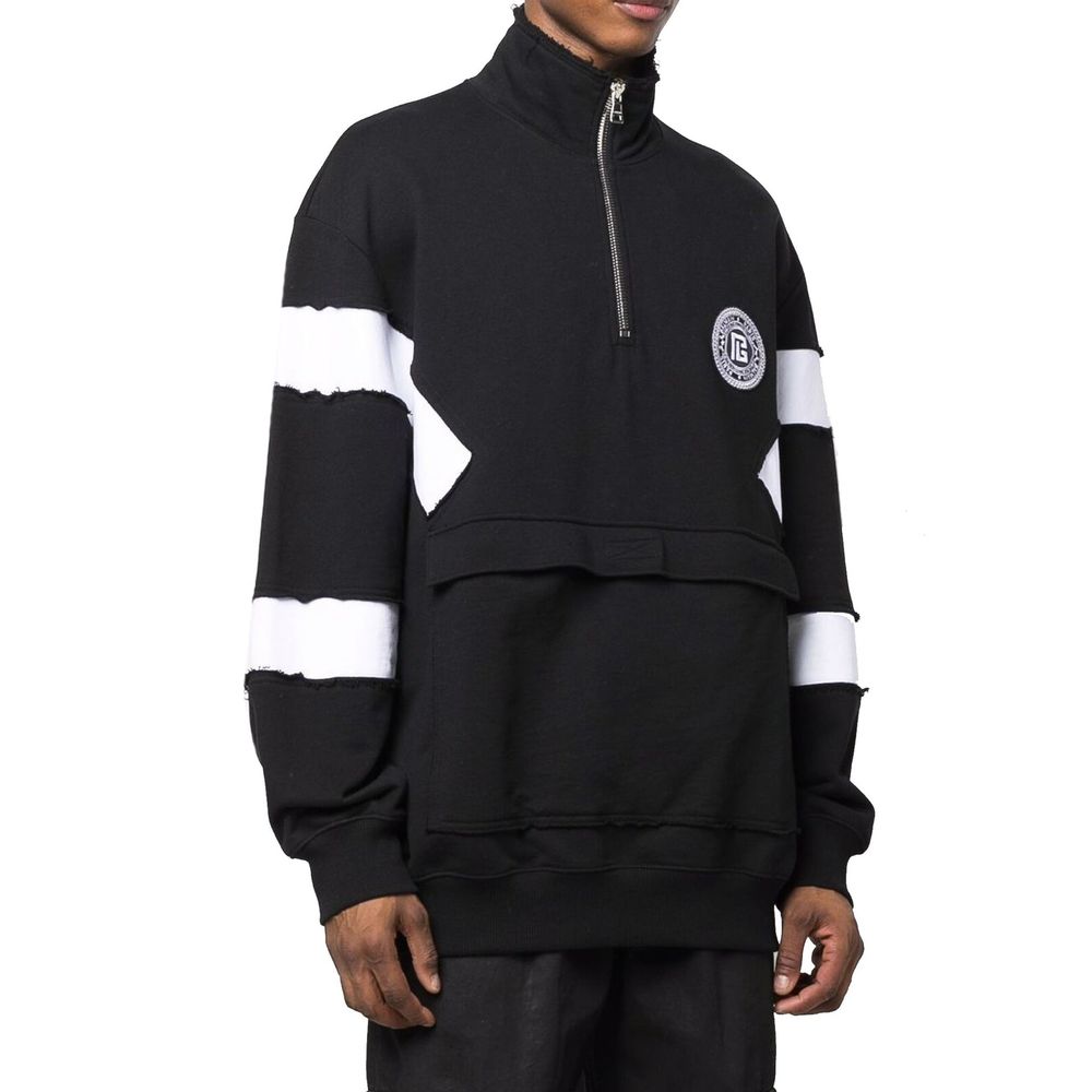 Sweat-shirt en coton à logo circulaire Balmain