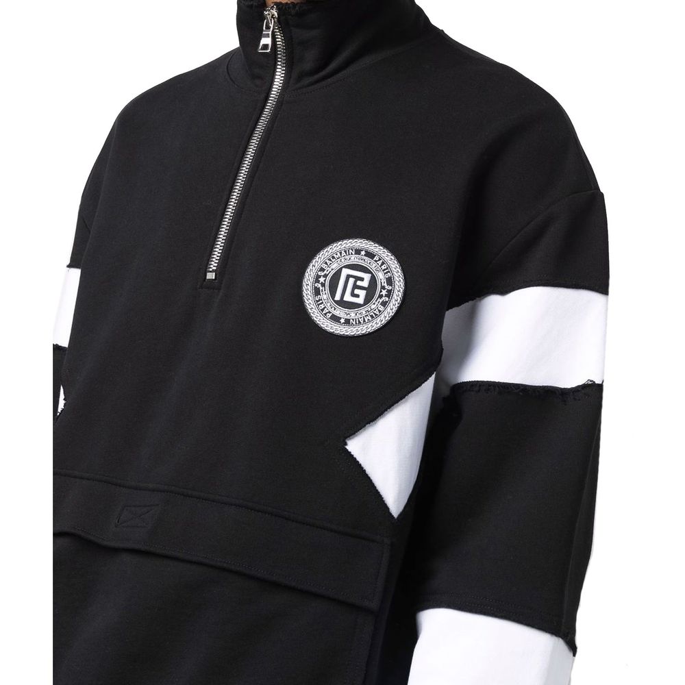 Sweat-shirt en coton à logo circulaire Balmain