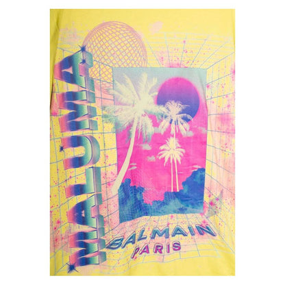 T-shirt en coton jaune Balmain
