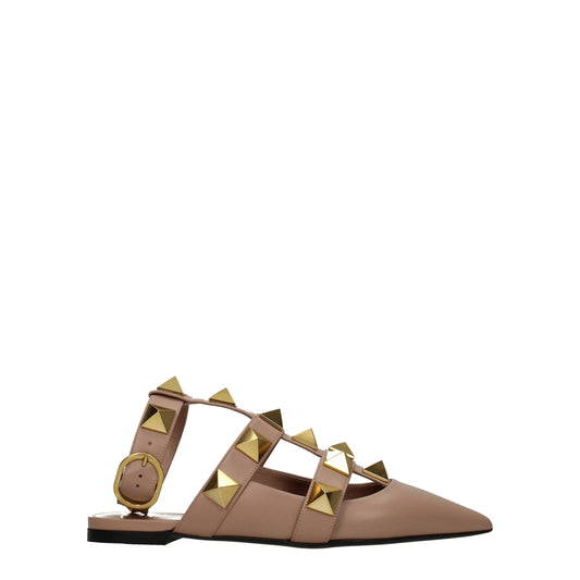 Valentino Garavani – Flache Sandalen aus rosa Leder